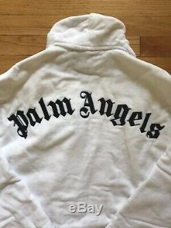 $620 Palm Angels White And Black Embroidered Bath Robe Medium