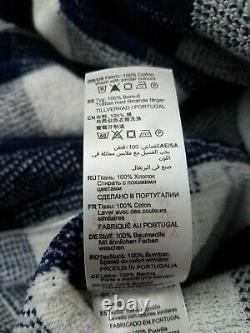 $669 Hästens Unisex Men Women Luxury Bathrobe L Royal Blue Check Egyptian Cotton