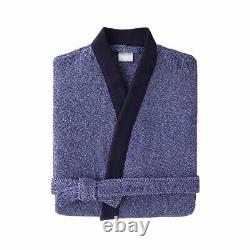 Abri Men's Kimono By Yves Delorme, 100% Cotton, Solid Blue