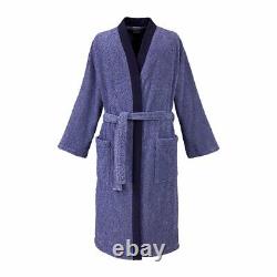 Abri Men's Kimono By Yves Delorme, 100% Cotton, Solid Blue