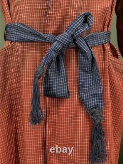 Absolutely stunning Men's 40s/50s Rabhor burgundy/navy satin bathrobe one size