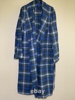 Adult L Pendleton Wool Robe Bathrobe Checkered Plaid Blue Gray