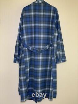 Adult L Pendleton Wool Robe Bathrobe Checkered Plaid Blue Gray