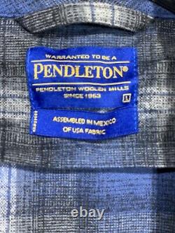 Adult L Pendleton Wool Robe Bathrobe Checkered Plaid Blue Gray