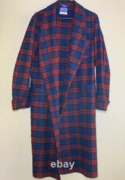 Adult M Pendleton Wool Robe Bathrobe Checkered Tartan Mac Devitt Plaid Red Blue