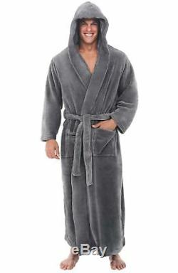 Alexander Del Rossa Mens Plush Warm Robe with Hood, Big and Tall Bathrobe