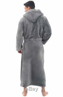 Alexander Del Rossa Mens Plush Warm Robe with Hood, Big and Tall Bathrobe