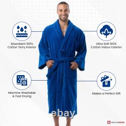 Alpine Swiss Pure Cotton Mens Terry Cloth Bathrobe Super Absorbent Spa Robe