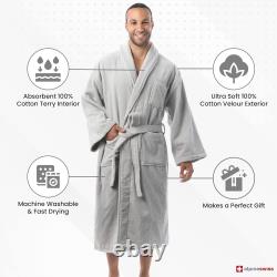 Alpine Swiss Pure Cotton Mens Terry Cloth Bathrobe Super Absorbent Spa Robe