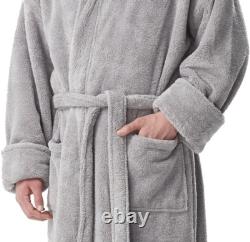 Arus Men'S Fleece Robe, Long Hooded Turkish Bathrobe
