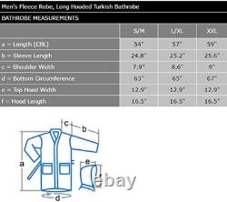 Arus Men'S Fleece Robe, Long Hooded Turkish Bathrobe