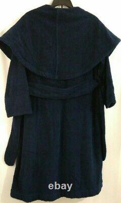 Arus Robe Turkish Cotton Bath Hooded Blue Long One Size Adult Collar Hood