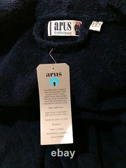 Arus Robe Turkish Cotton Bath Hooded Blue Long One Size Adult Collar Hood
