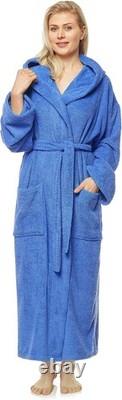 Arus Women's Hooded Bathrobe, 100% Cotton Terry Towelling, calf length or ankel