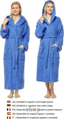 Arus Women's Hooded Bathrobe, 100% Cotton Terry Towelling, calf length or ankel