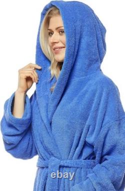 Arus Women's Hooded Bathrobe, 100% Cotton Terry Towelling, calf length or ankel