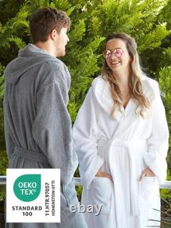 Arus Women's Hooded Bathrobe, 100% Cotton Terry Towelling, calf length or ankel