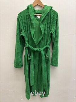 Authentic BOTTEGA VENETA MENS Green Cotton Terry Intrecciato Long Bathrobe Sz L