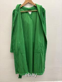 Authentic BOTTEGA VENETA MENS Green Cotton Terry Intrecciato Long Bathrobe Sz L