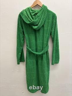Authentic BOTTEGA VENETA MENS Green Cotton Terry Intrecciato Long Bathrobe Sz L