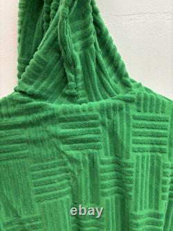 Authentic BOTTEGA VENETA MENS Green Cotton Terry Intrecciato Long Bathrobe Sz L