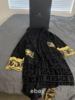 Authentic VERSACE Baroque Bathrobe Mens XXL Black/Gold Special Item With Box