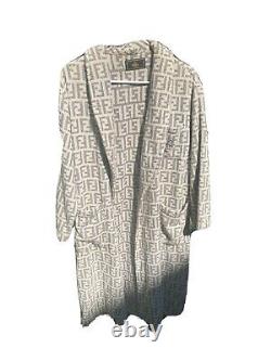 Authentic Vintage Fendi Grey Zucca Monogram towel Bathrobe Robe
