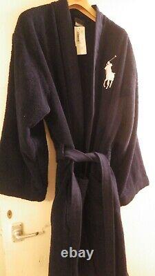 BNWT Ralph Lauren Mens Navy Blue Sauna Bath Robe Dressing Gown Size M