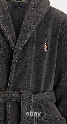 BNWT Ralph Lauren Polo Luxury Long Terry Dressing Gown Bath Robe RRP £125 Black