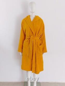 BNWT TEKLA (M) Bath-Robe Terry Mustard Yellow Towelling Cotton Belted Hood £150