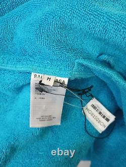 Balenciaga Men's Light Blue Embroidered Hotel Logo Hooded Bathrobe Size Medium