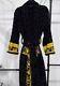 Baroque And Greca Versace Print Black Long Unisex Bathrobe Large Robe