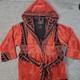 Bathrobe Company Covent Garden Dressing Robe Hooded Sz S 100% Cotton Red Aztec