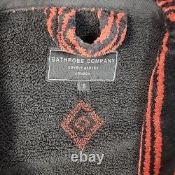 Bathrobe Company Covent Garden Dressing Robe Hooded Sz S 100% Cotton Red Aztec