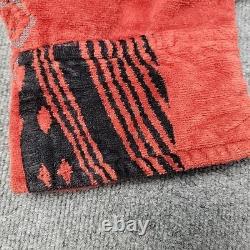 Bathrobe Company Covent Garden Dressing Robe Hooded Sz S 100% Cotton Red Aztec