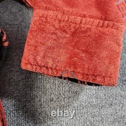 Bathrobe Company Covent Garden Dressing Robe Hooded Sz S 100% Cotton Red Aztec