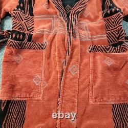 Bathrobe Company Covent Garden Dressing Robe Hooded Sz S 100% Cotton Red Aztec Bathrobe Company Covent Garden Dressing Robe Hooded Sz S 100% Cotton Red Aztec