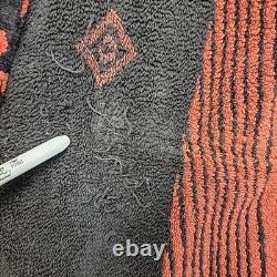 Bathrobe Company Covent Garden Dressing Robe Hooded Sz S 100% Cotton Red Aztec