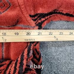 Bathrobe Company Covent Garden Dressing Robe Hooded Sz S 100% Cotton Red Aztec