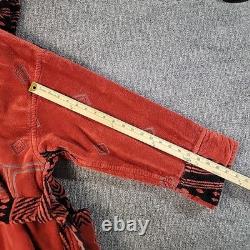 Bathrobe Company Covent Garden Dressing Robe Hooded Sz S 100% Cotton Red Aztec