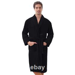 Bathrobe Coral Fleece Robe Shawl for Men- BLACK -Thick -VERY SOFT-Long SALE