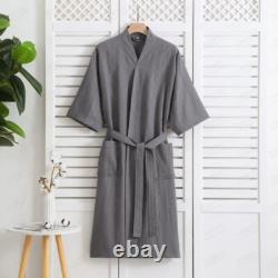 Bathrobe Hooded Cotton Men's Women Robe Summer Thin Couples Bath Robe Gown