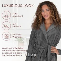 Bathrobe for Women Full Length Terry Cotton Robe X-Small Grey-pattern-hood