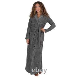 Bathrobe for Women Full Length Terry Cotton Robe X-Small Grey-pattern-hood