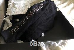 Black Emporio Armani Hooded Bathrobe. Made In Bulgaria