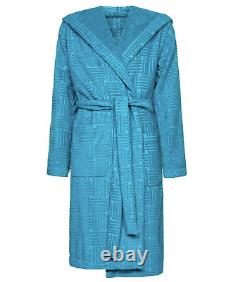 Bottega Veneta Intrecciato Terry Bath Robe Blue withhood MED, LG 656097 Italy