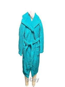 Bottega Veneta Intrecciato Terry Bath Robe Blue withhood MED, LG 656097 Italy