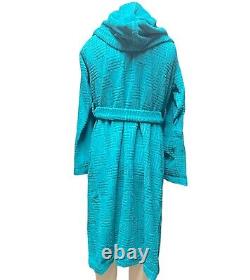 Bottega Veneta Intrecciato Terry Bath Robe Blue withhood MED, LG 656097 Italy