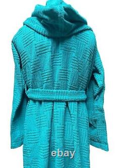 Bottega Veneta Intrecciato Terry Bath Robe Blue withhood MED, LG 656097 Italy