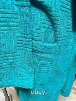 Bottega Veneta Intrecciato Terry Bath Robe Blue withhood MED, LG 656097 Italy